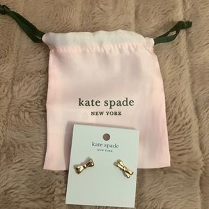 Kate Spade Gold Bow Earrings with Jewelry Pouch